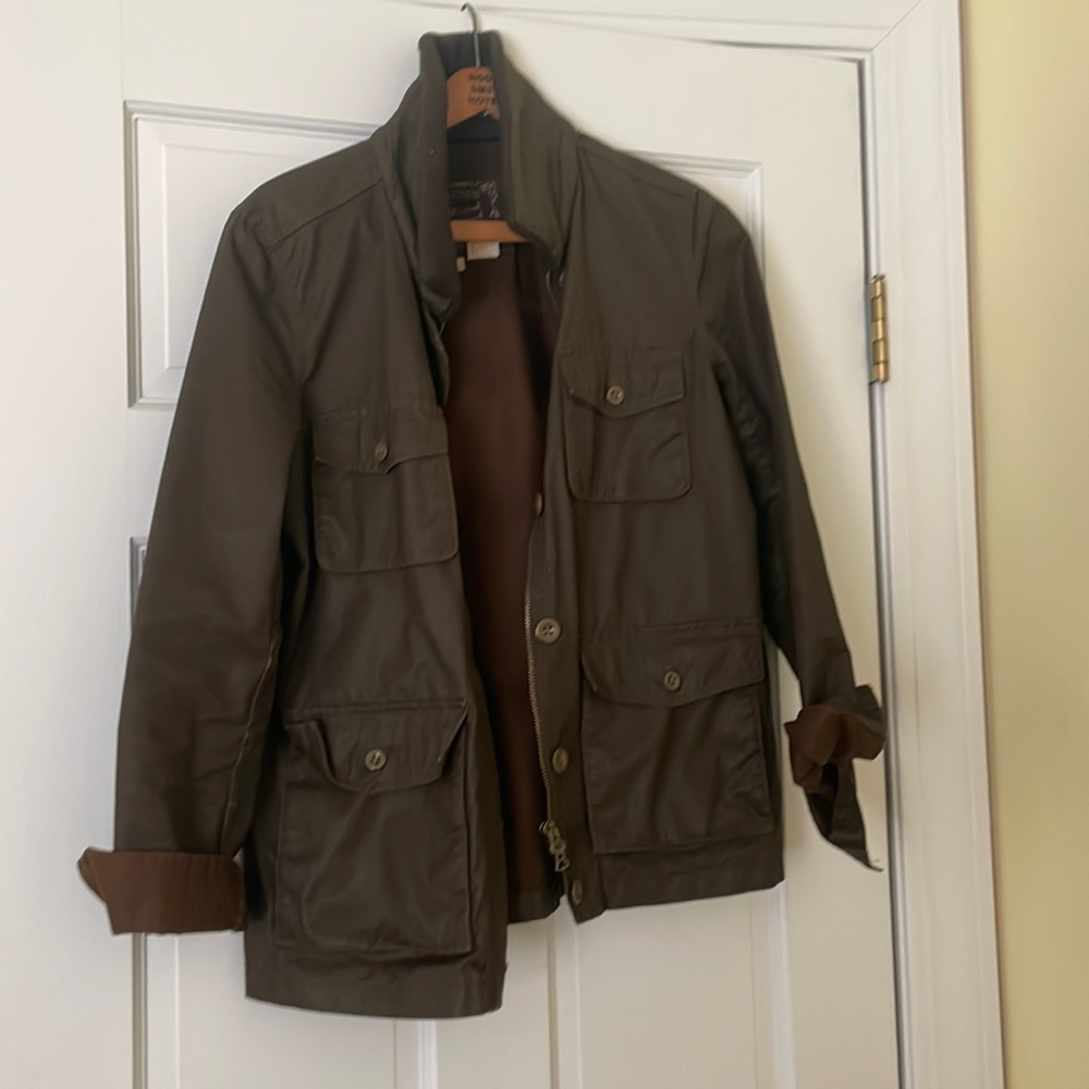 J. Crew waxed green field jacket